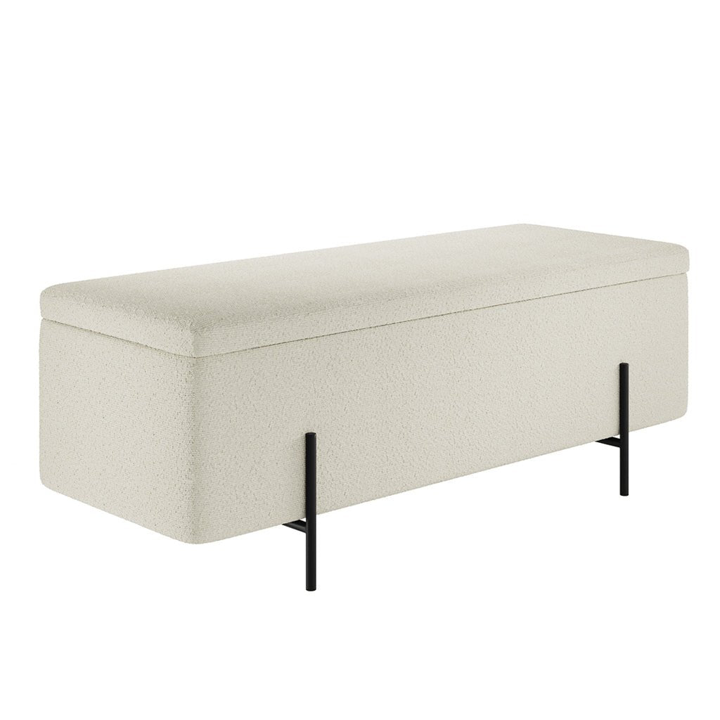 Soho Nordic Storage Ottoman Ivory Boucle & Matte Black - Skandi London