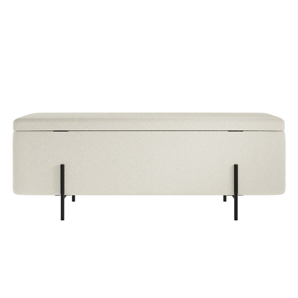 Soho Nordic Storage Ottoman Ivory Boucle & Matte Black - Skandi London