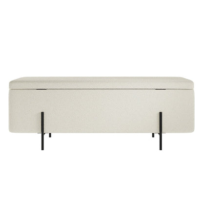 Soho Nordic Storage Ottoman Ivory Boucle & Matte Black - Skandi London