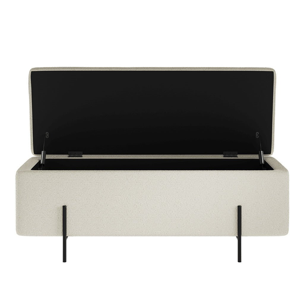 Soho Nordic Storage Ottoman Ivory Boucle & Matte Black - Skandi London