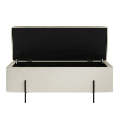Soho Nordic Storage Ottoman Ivory Boucle & Matte Black - Skandi London