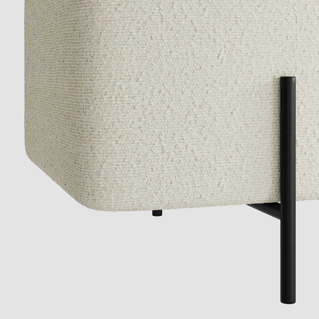 Soho Nordic Storage Ottoman Ivory Boucle & Matte Black - Skandi London