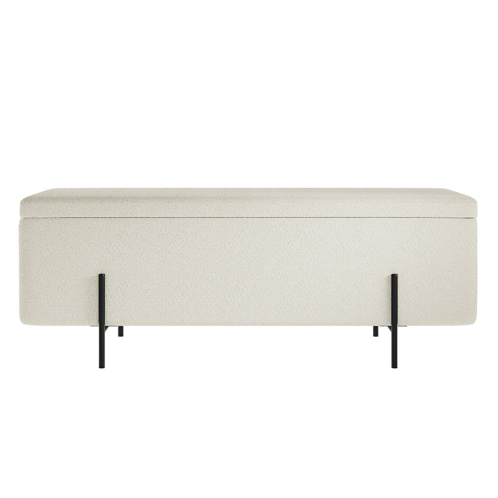Soho Nordic Storage Ottoman Ivory Boucle & Matte Black - Skandi London