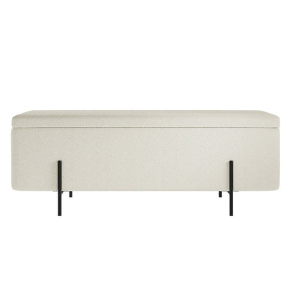 Soho Nordic Storage Ottoman Ivory Boucle & Matte Black - Skandi London