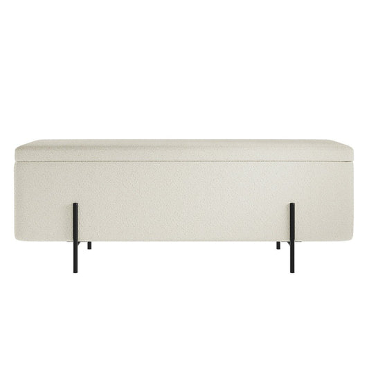Soho Nordic Storage Ottoman Ivory Boucle & Matte Black - Skandi London