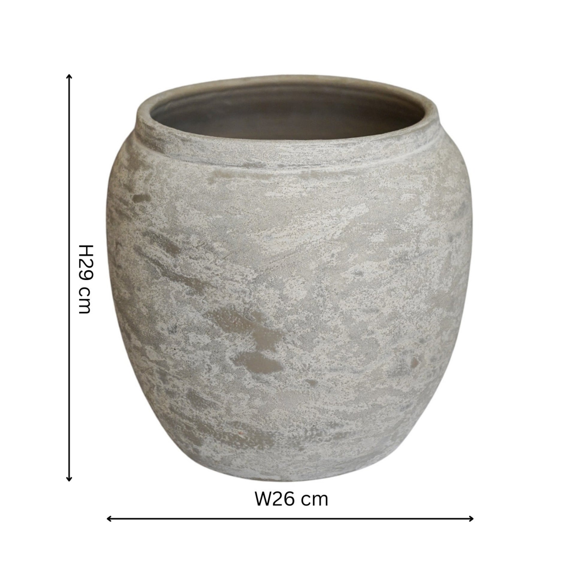 Milos Rustic Round Planter H29cm D26cm - Skandi London