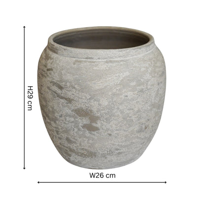 Milos Rustic Round Planter H29cm D26cm - Skandi London