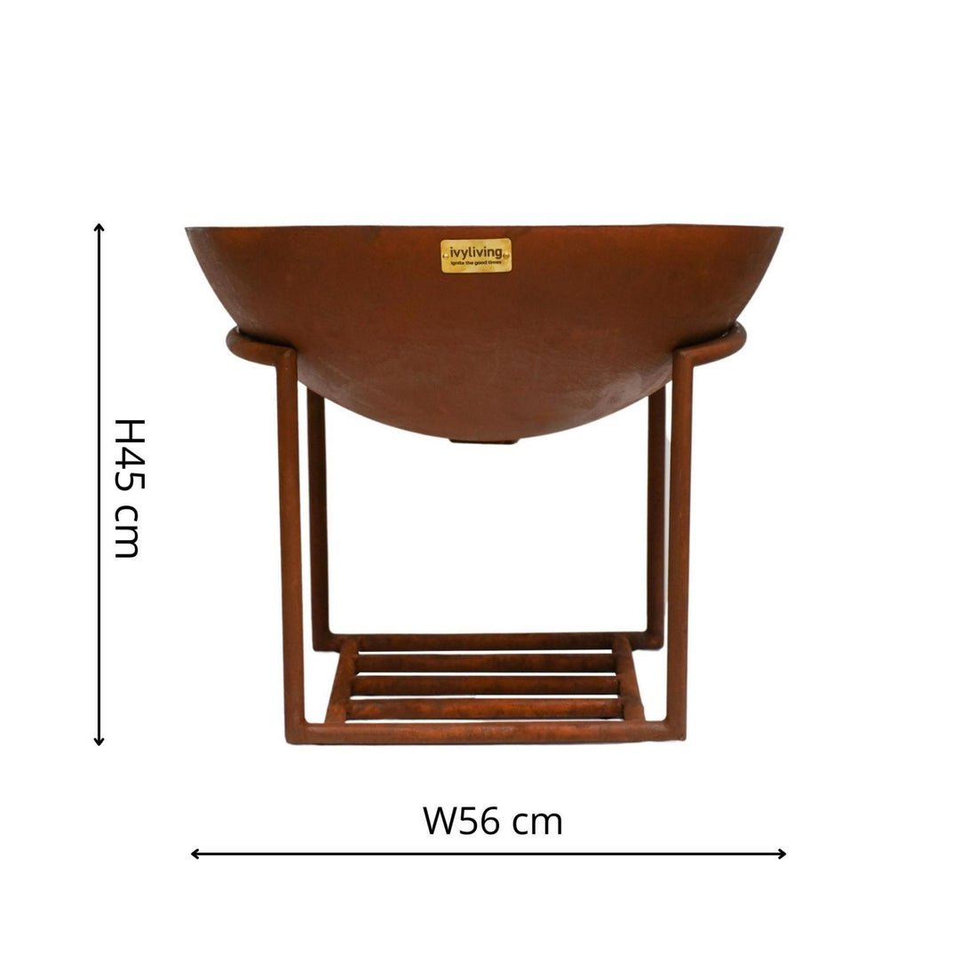 Outdoor Valentin Cast Iron Fire Pit on Stand in Rust - Large - Skandi London