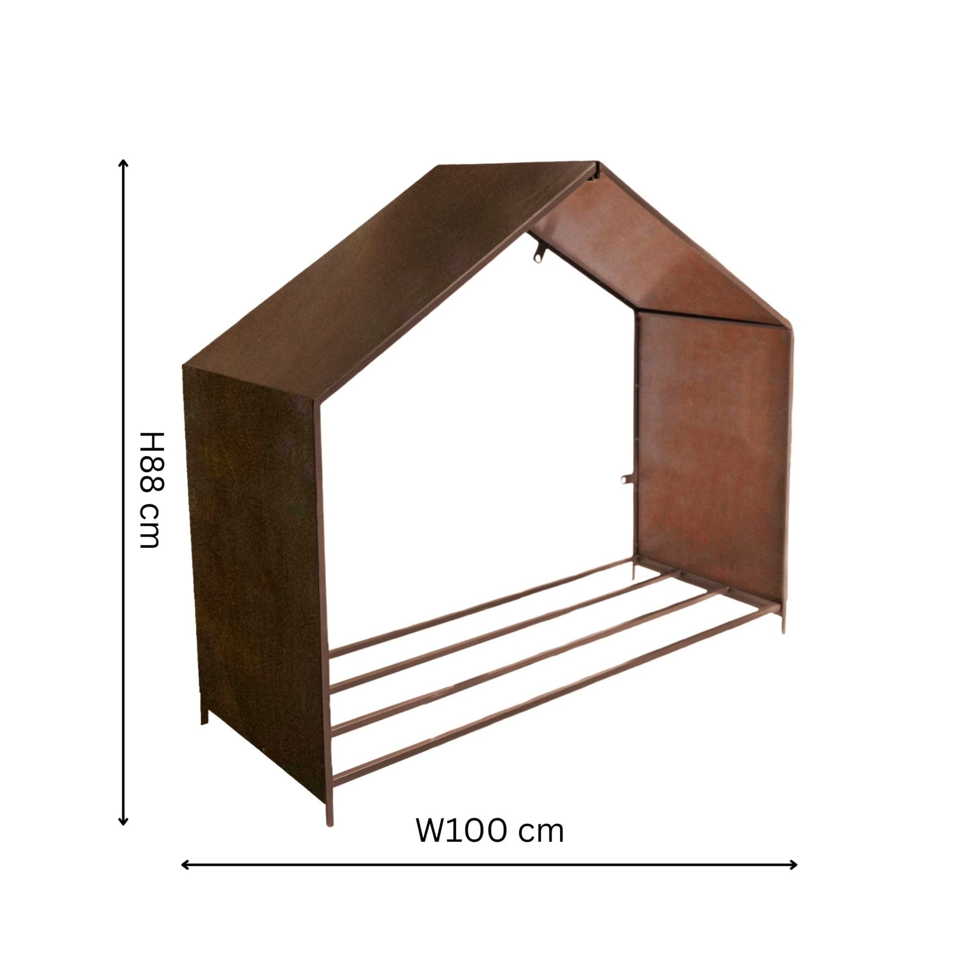 Outdoor House Rust Log Storage H88cm D100cm - Skandi London