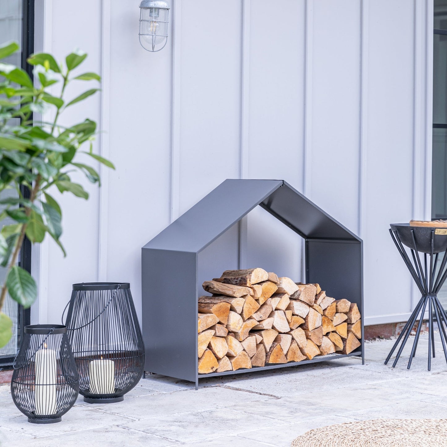 Outdoor House Zinc Log Storage H88cm D100cm - Skandi London