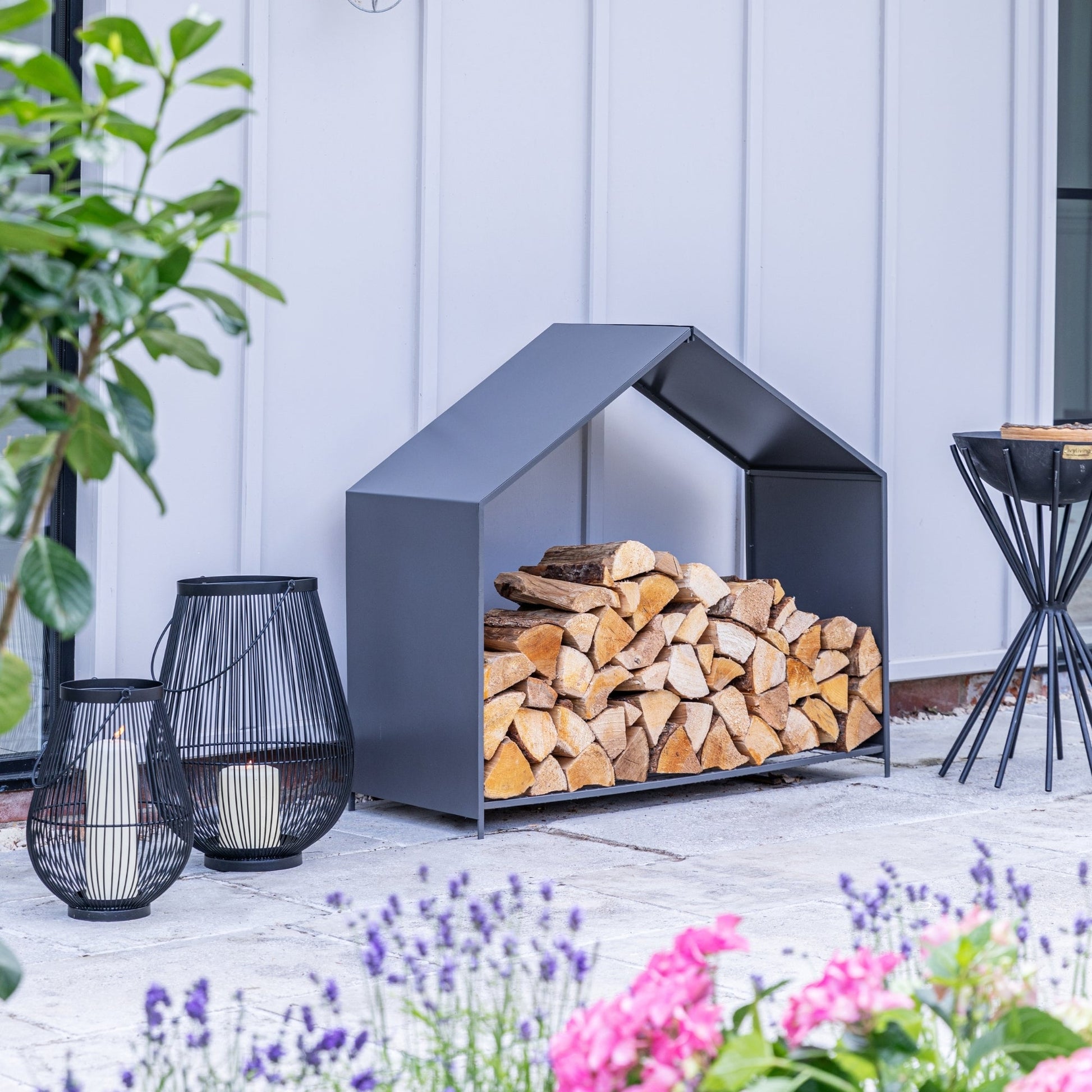 Outdoor House Zinc Log Storage H88cm D100cm - Skandi London