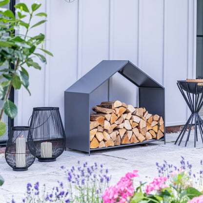 Outdoor House Zinc Log Storage H88cm D100cm - Skandi London