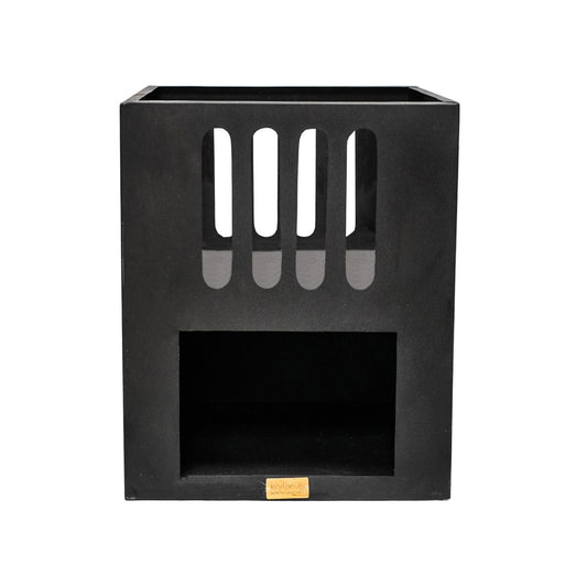 Outdoor Tyr Contemporary Fire Pit in Matt Black - Skandi London