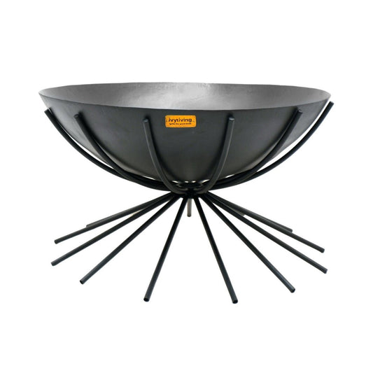 Outdoor Metal Vali Fire Pit in Black - Skandi London