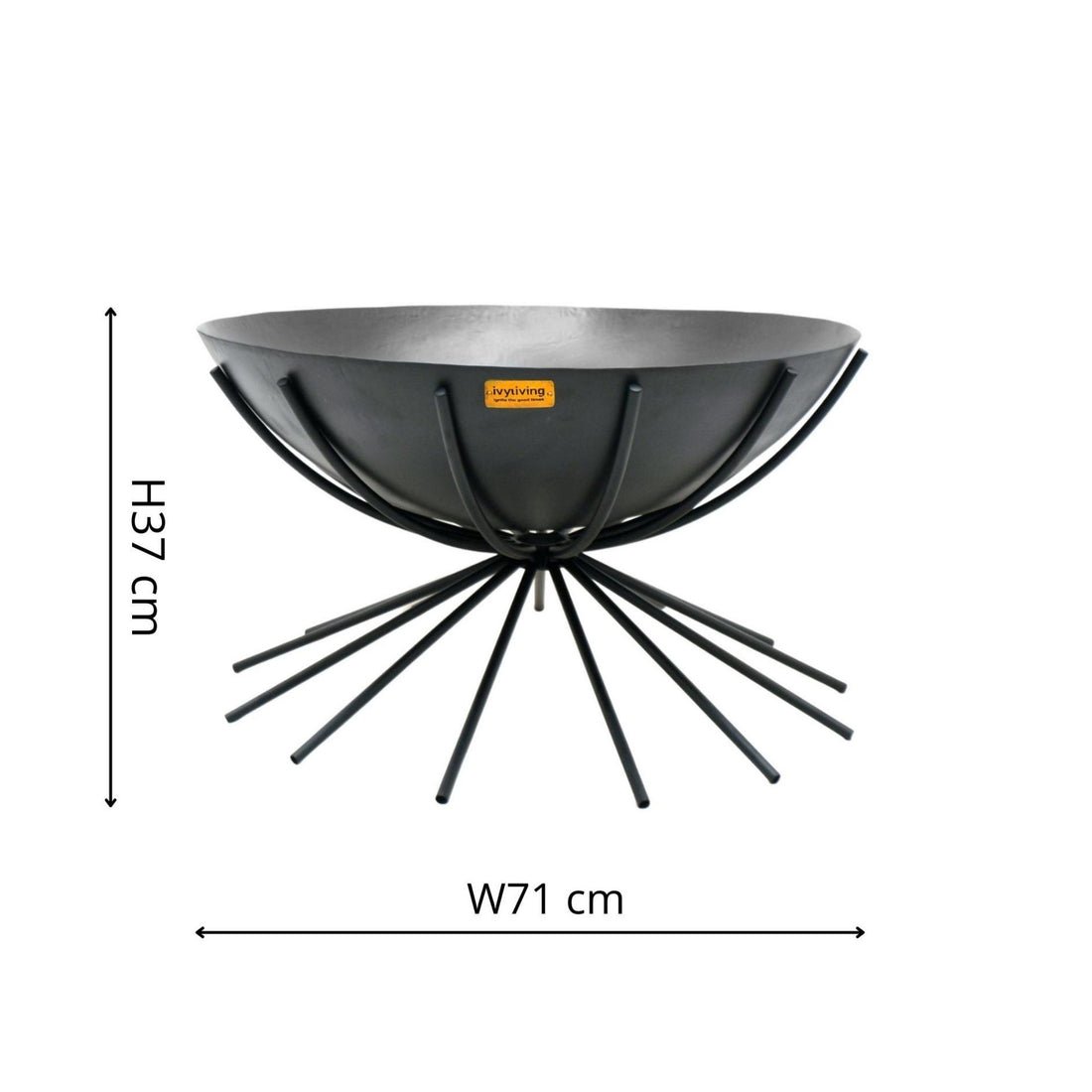 Outdoor Metal Vali Fire Pit in Black - Skandi London