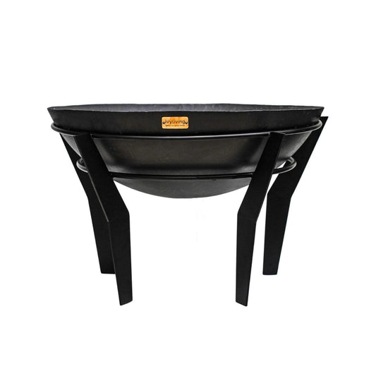 Outdoor Metal Torvald Fire Pit on Stand in Black - Skandi London