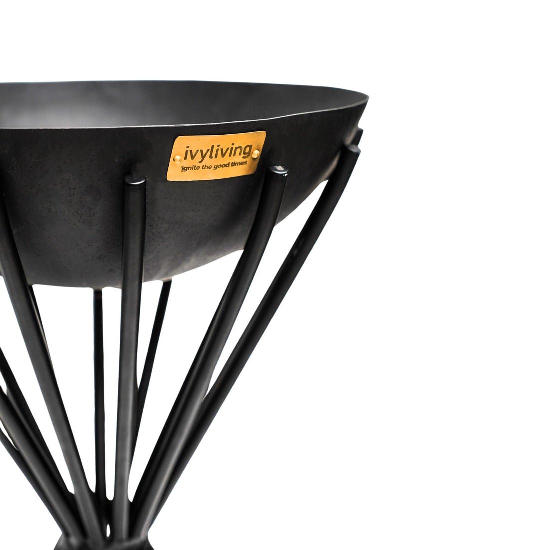 Outdoor Tall Metal Vali Fire Pit in Black - Skandi London