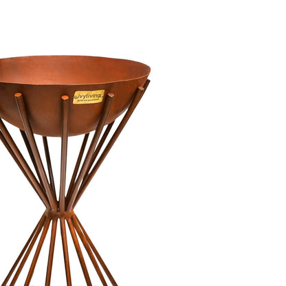 Outdoor Tall Metal Vali Fire Pit in Rust - Skandi London