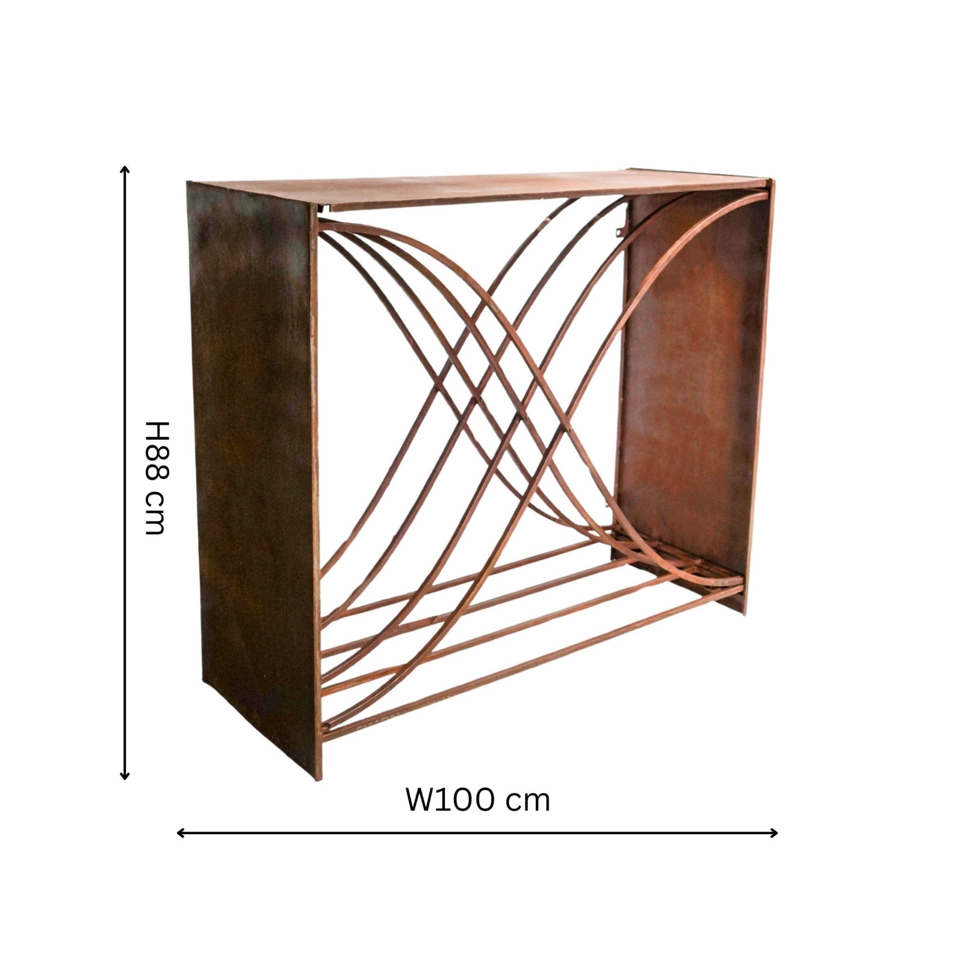 Outdoor X shape Rust Log Storage H88cm D100cm - Skandi London