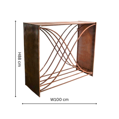 Outdoor X shape Rust Log Storage H88cm D100cm - Skandi London