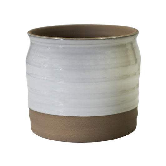 Puro Lipped Gloss White Ripple Planter H19cm D21cm - Skandi London
