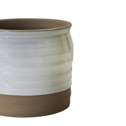 Puro Lipped Gloss White Ripple Planter H19cm D21cm - Skandi London
