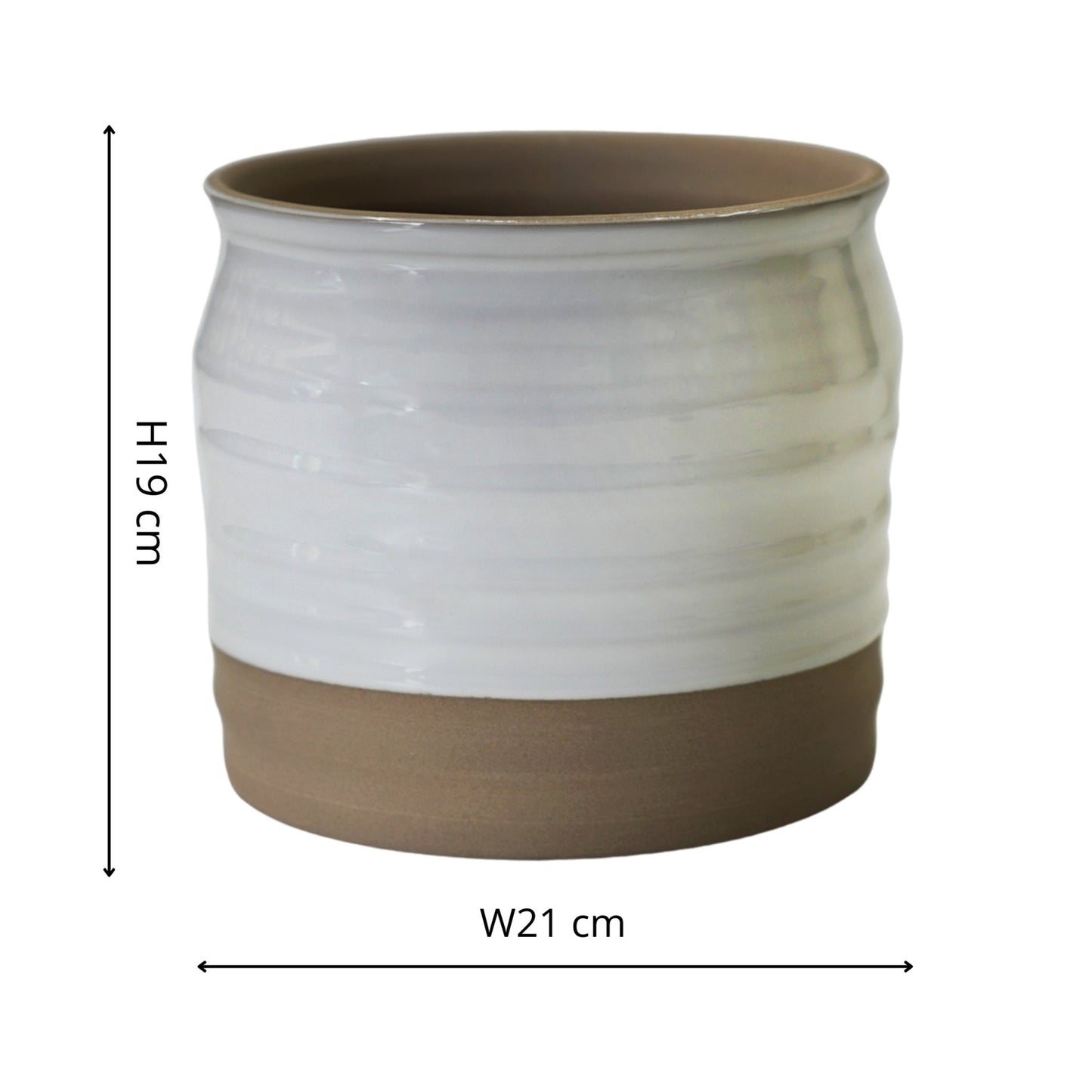 Puro Lipped Gloss White Ripple Planter H19cm D21cm - Skandi London