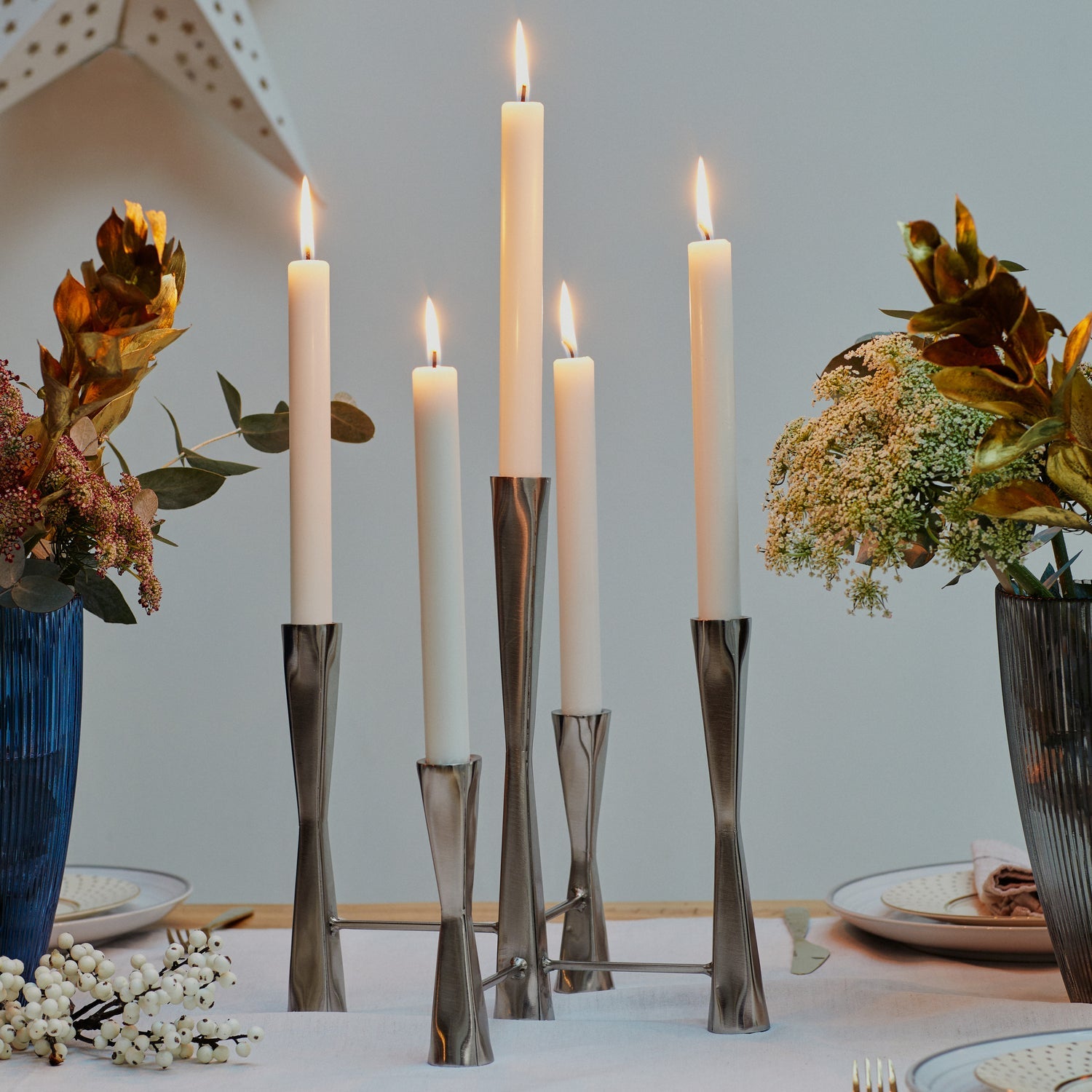 Fasku 5 Piece Silver Candle Centerpiece - Skandi London