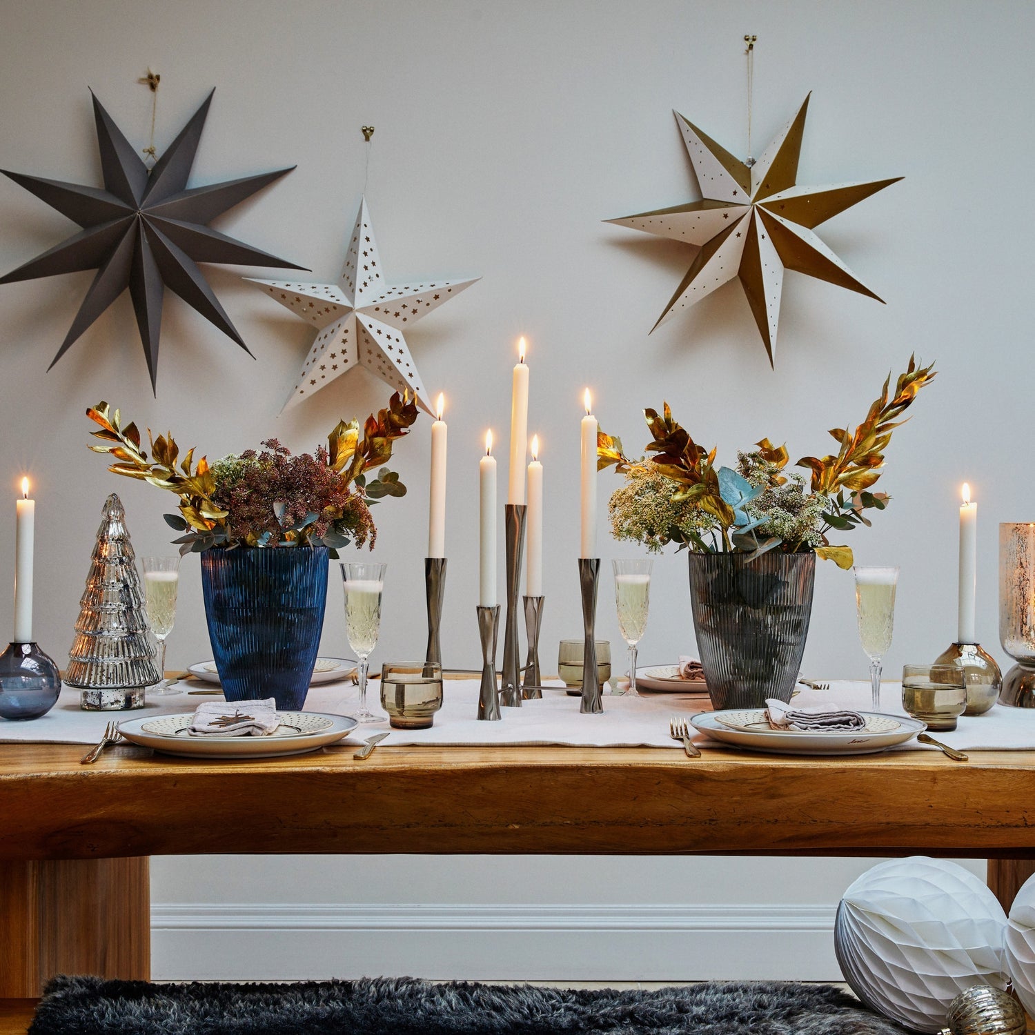 Fasku 5 Piece Silver Candle Centerpiece - Skandi London