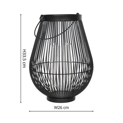 Tordis Lantern with Glass Insert Black - Medium - Skandi London
