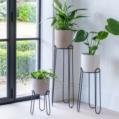 Saluzzo Black Plant Stand H64cm D22cm - Skandi London