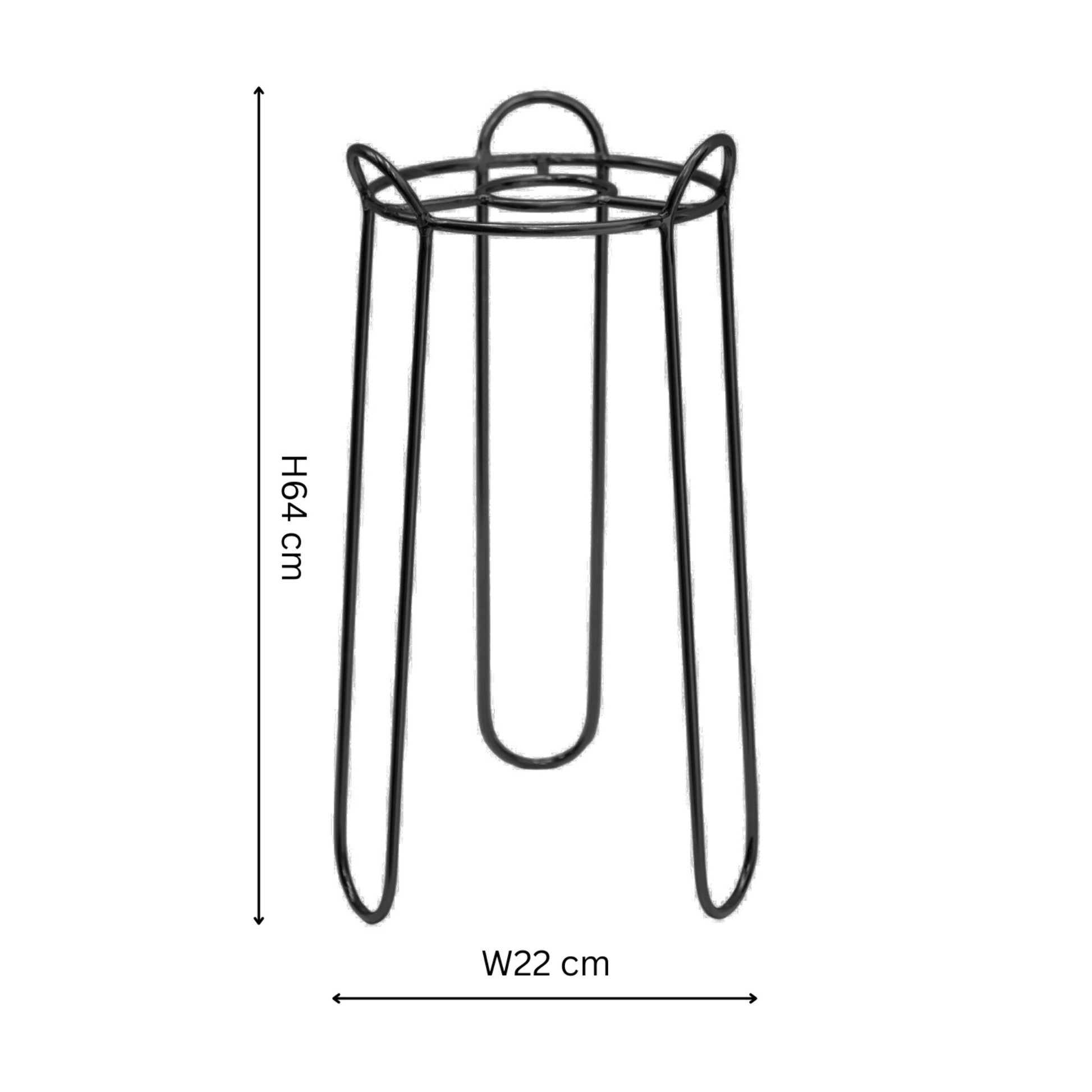 Saluzzo Black Plant Stand H64cm D22cm - Skandi London