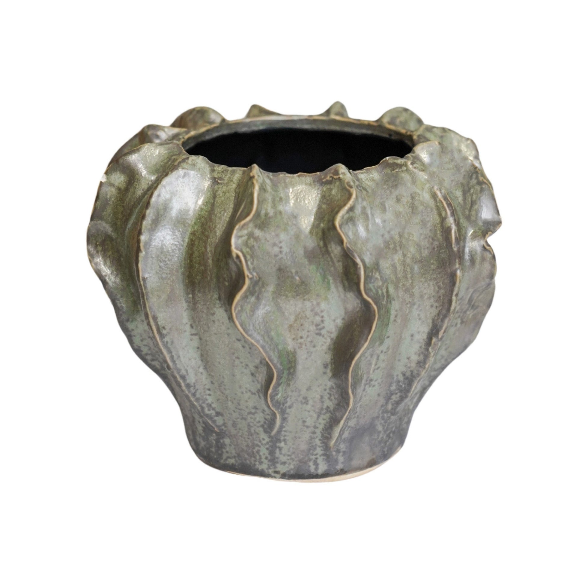 Scarlet Coral Reef Green Planter H15cm D19cm - Skandi London