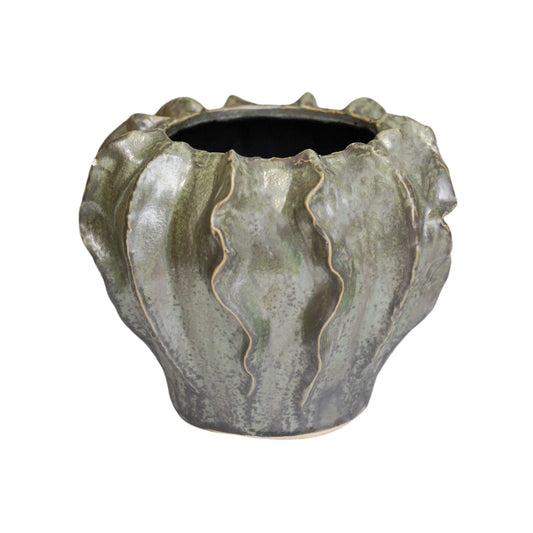 Scarlet Coral Reef Green Planter H15cm D19cm - Skandi London
