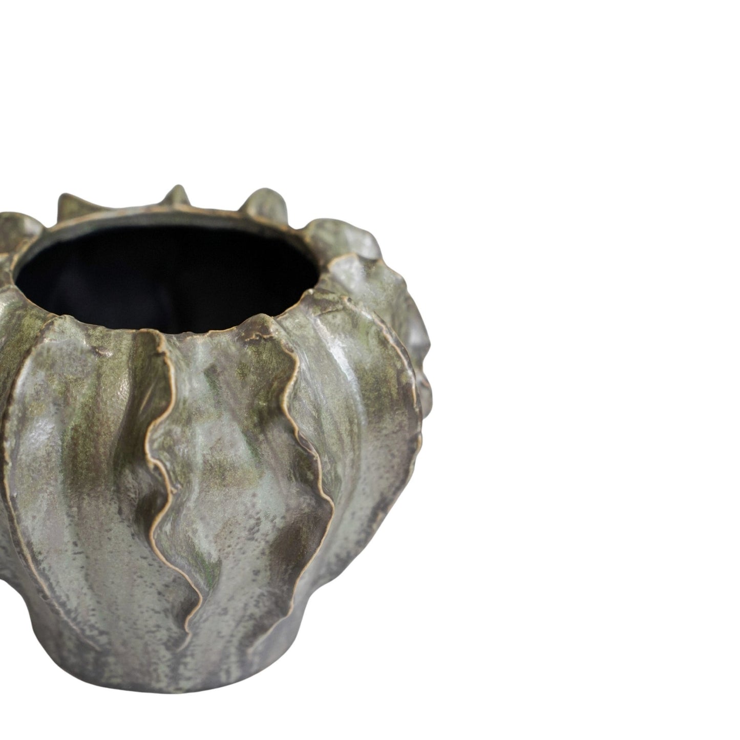 Scarlet Coral Reef Green Planter H15cm D19cm - Skandi London