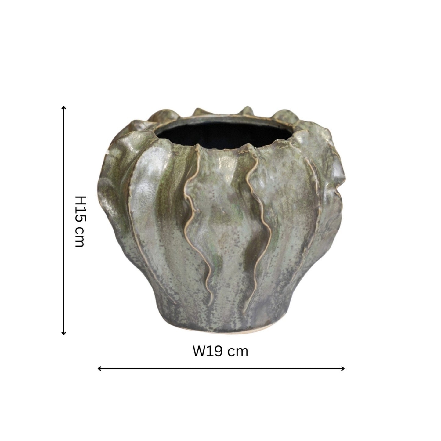 Scarlet Coral Reef Green Planter H15cm D19cm - Skandi London