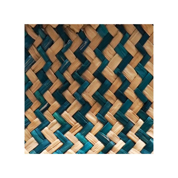 Valde Seagrass Herringbone Teal Lined Basket - Skandi London