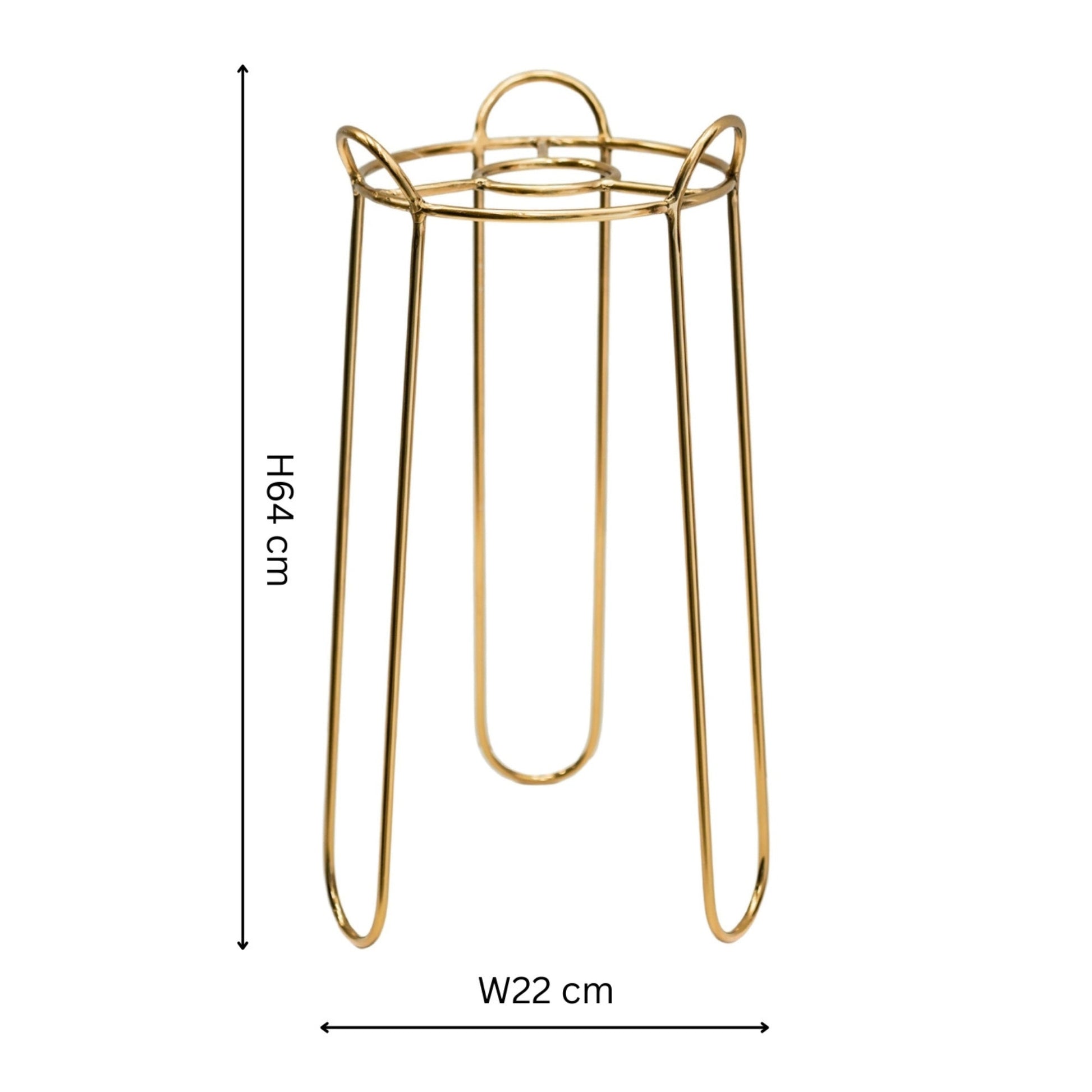 Saluzzo Gold Plant Stand H64cm D22cm - Skandi London