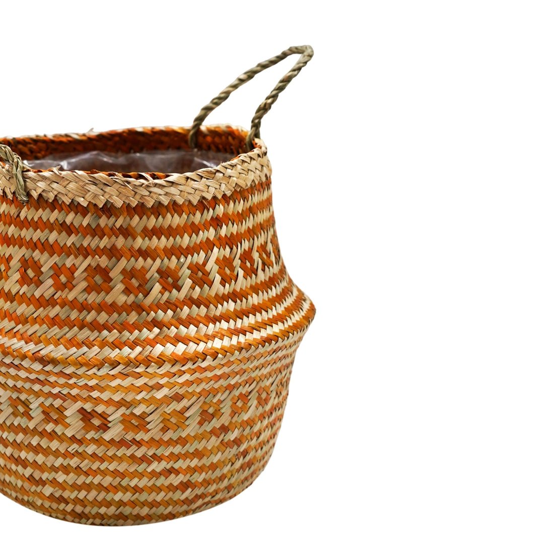 Valde Seagrass Patterned Amber Lined Basket - Skandi London