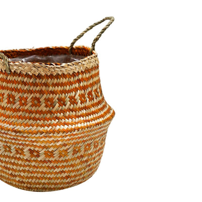 Valde Seagrass Patterned Amber Lined Basket - Skandi London
