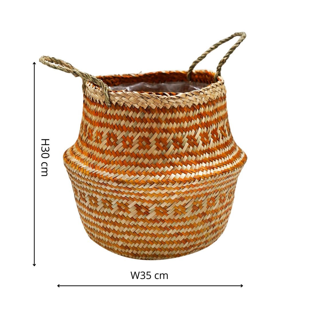 Valde Seagrass Patterned Amber Lined Basket - Skandi London