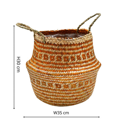 Valde Seagrass Patterned Amber Lined Basket - Skandi London