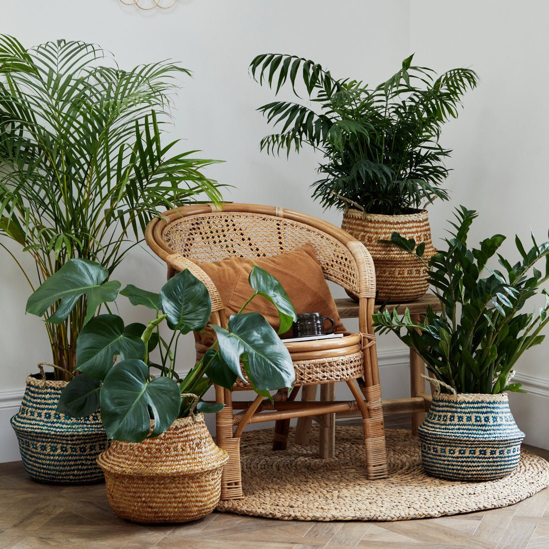 Valde Seagrass Patterned Amber Lined Basket - Skandi London