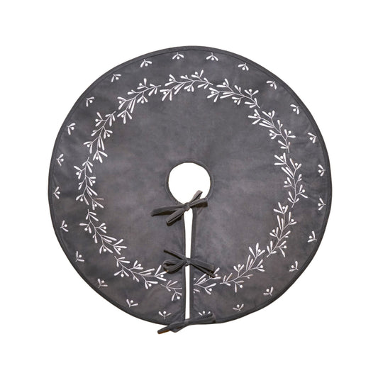 Helgeland Slate Velvet Mistletoe Tree Skirt - Skandi London