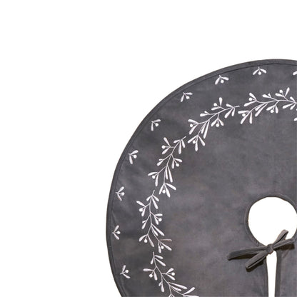 Helgeland Slate Velvet Mistletoe Tree Skirt - Skandi London