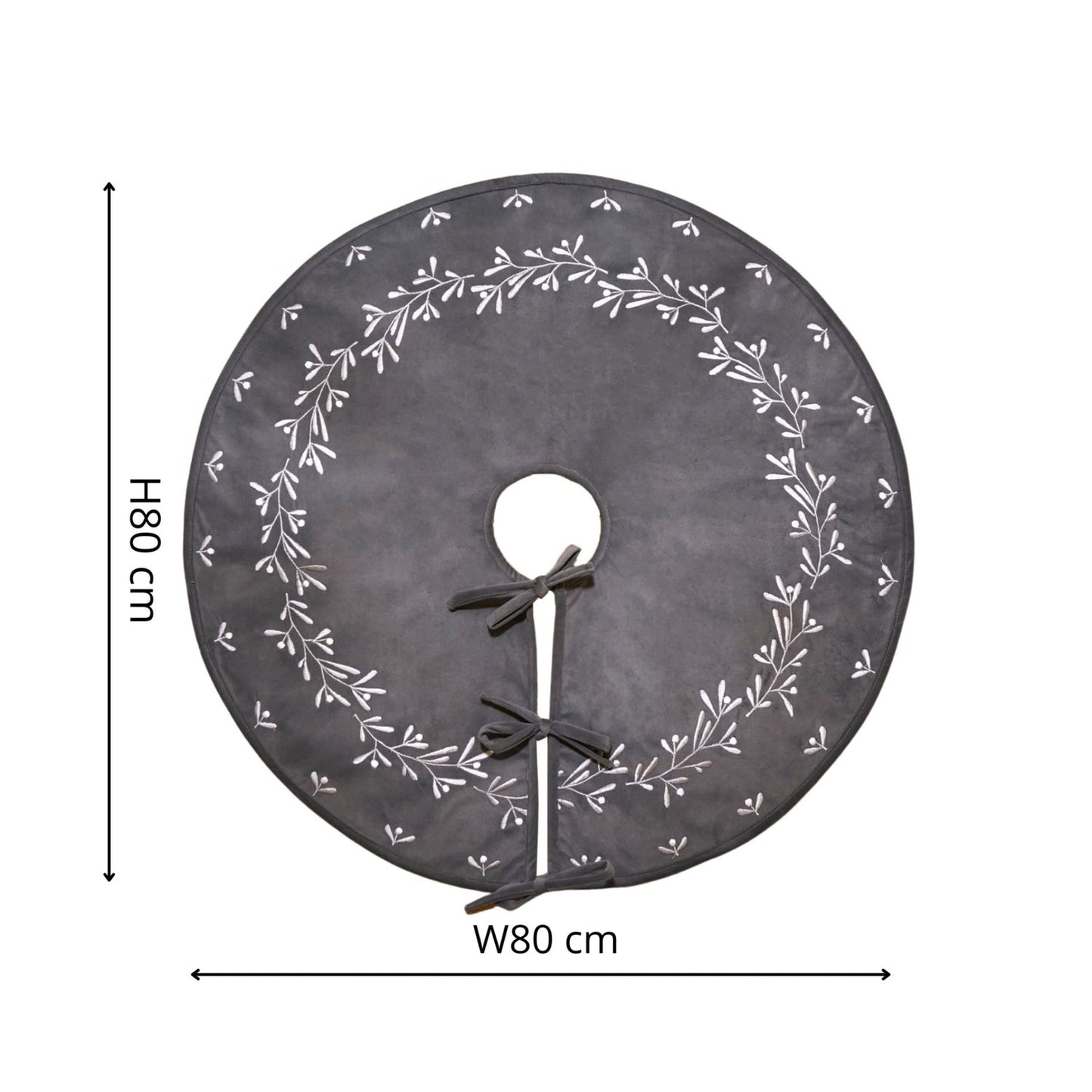 Helgeland Slate Velvet Mistletoe Tree Skirt - Skandi London