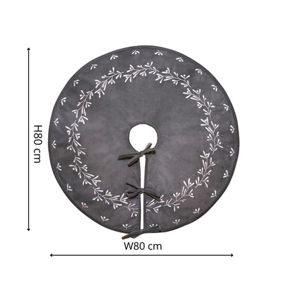 Helgeland Slate Velvet Mistletoe Tree Skirt - Skandi London