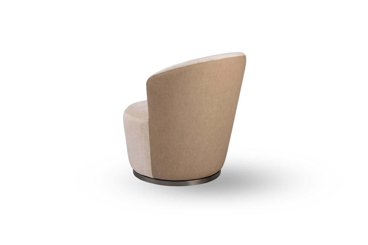 Derry Swivel Chair - Bella Velour Cream & Taupe