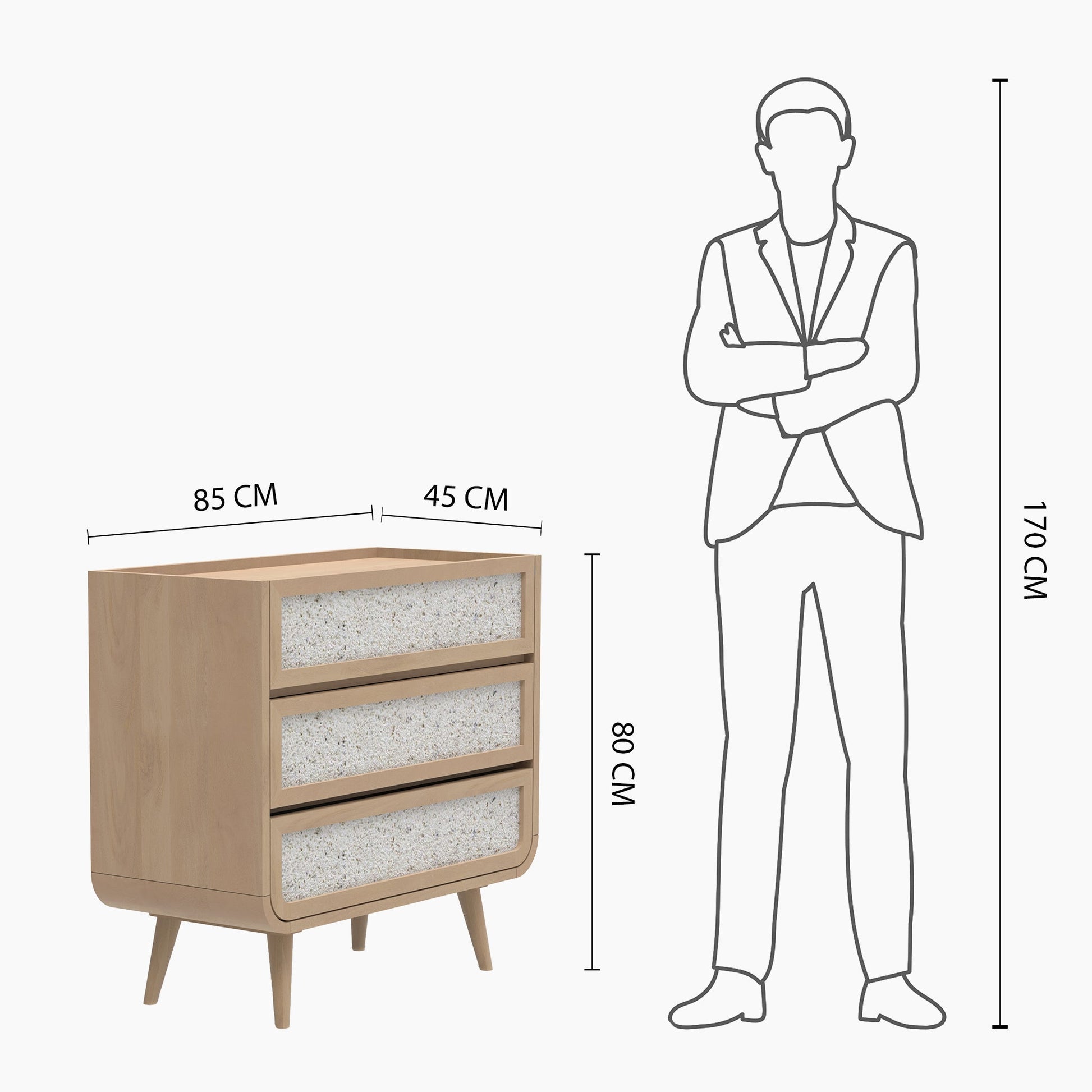 Brompton Three Drawer Chest - Natural - Skandi London