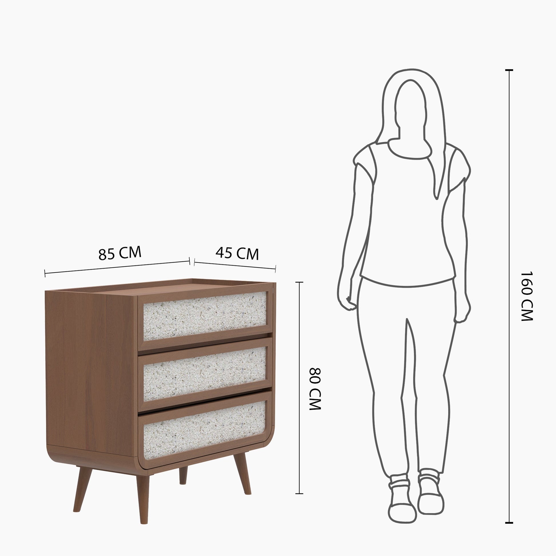 Brompton Three Drawer Chest - Natural - Skandi London